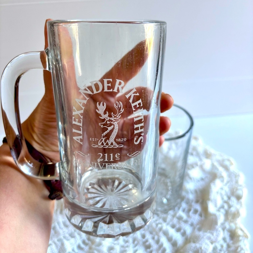 Alexander Keiths Glass Beer Mugs Set of 2